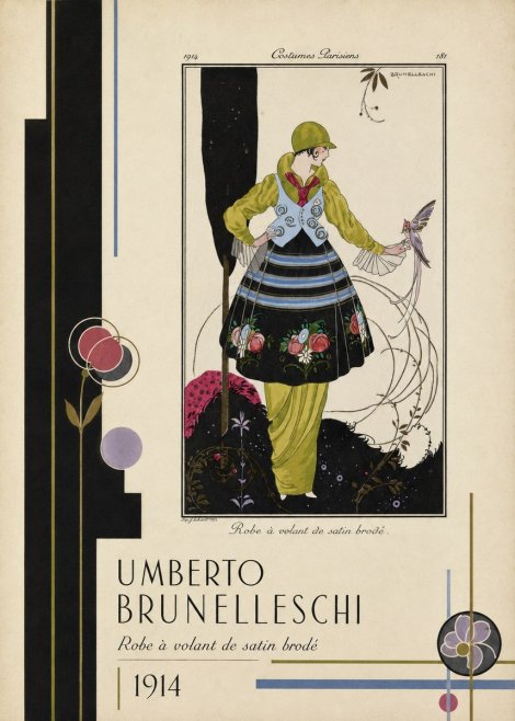 Umberto Brunelleschi Robe À Volant De Satin Brodé No2 - Poster