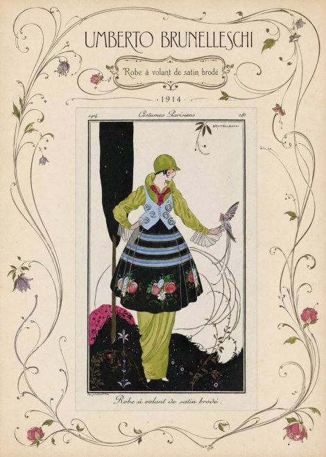 Umberto Brunelleschi Robe À Volant De Satin Brodé No3 - Poster