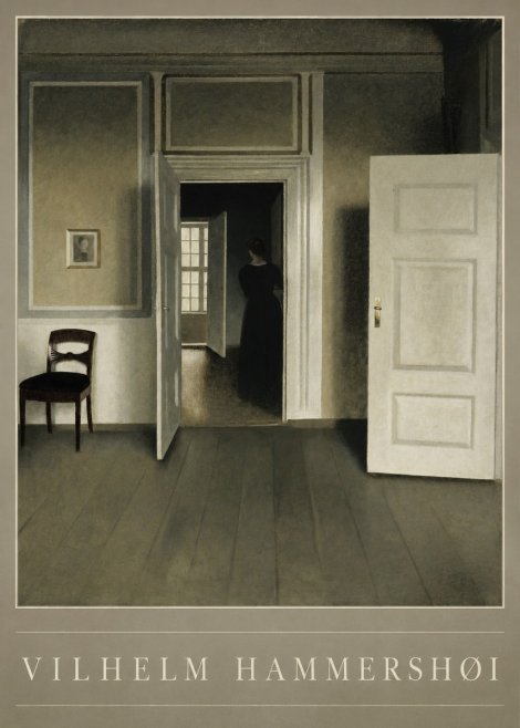 Vilhelm Hammershøi Interior with a Woman Seen from the Back No3 - Poster