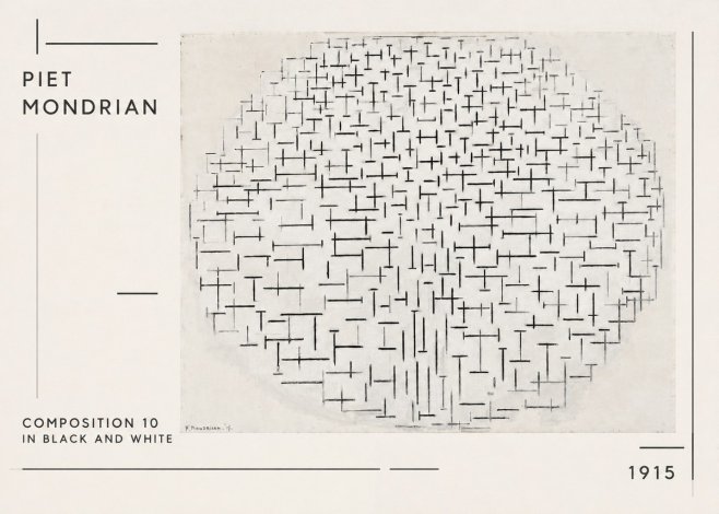Piet Mondrian Composition 10 in Black and White No1 - Poster