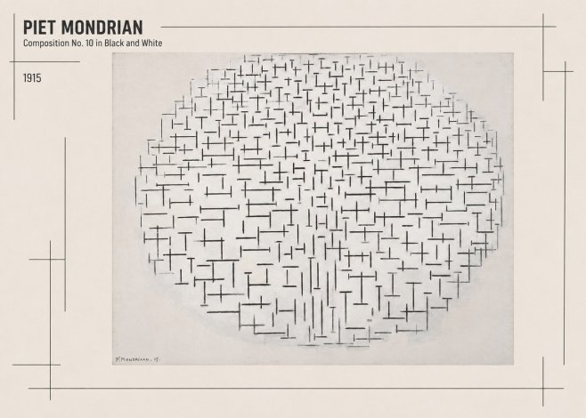 Piet Mondrian Composition 10 in Black and White No2 - Poster