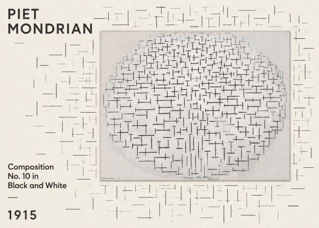 Piet Mondrian Composition 10 in Black and White No5 - Poster