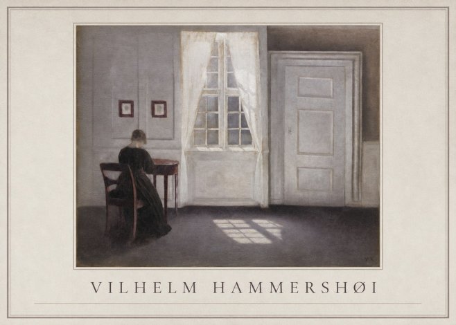 Vilhelm Hammershøi Interior with a Woman at a Table No1 - Poster