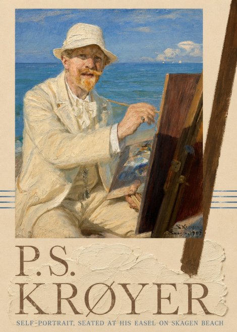P.S. Krøyer Self-portrait, Seated at His Easel on Skagen Beach No6 - Poster
