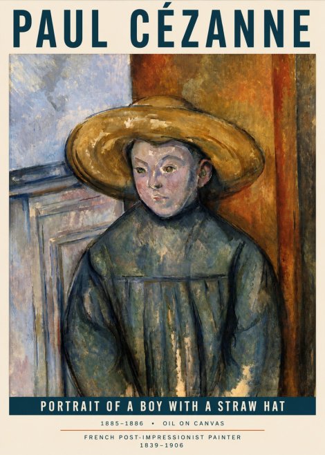 Paul Cézanne Portrait of a Boy with a Straw Hat No3 - Poster