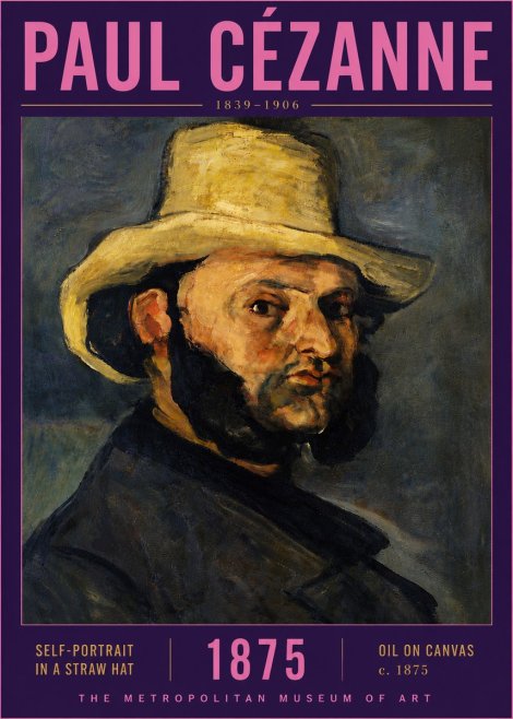 Paul Cézanne Self-portrait in a Straw Hat No5 - Poster