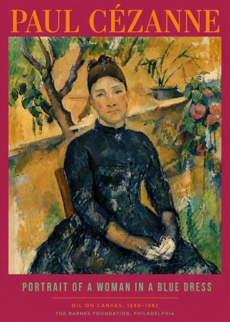 Paul Cézanne Portrait of a Woman in a Blue Dress No5 - Poster