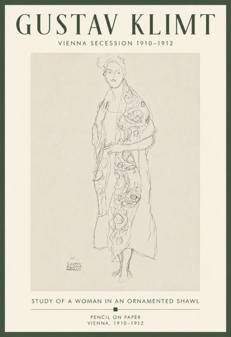 Klimt Study of a Woman in an Ornamented Shawl No5 - Poster