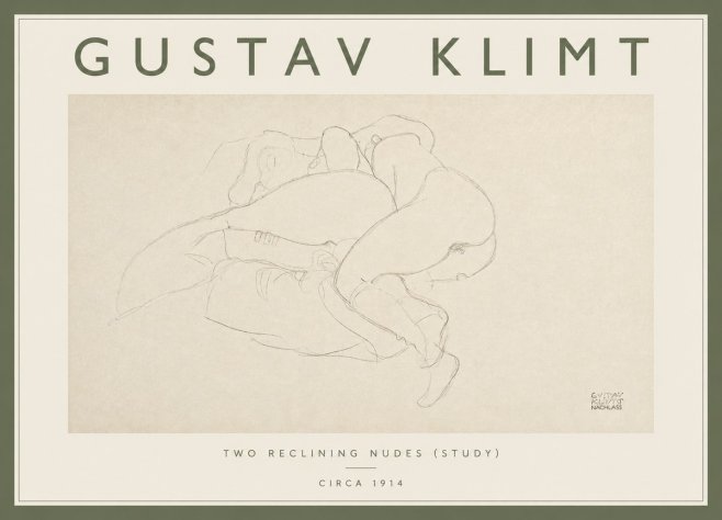 Klimt Two Reclining Nudes (Study) No4 - Poster