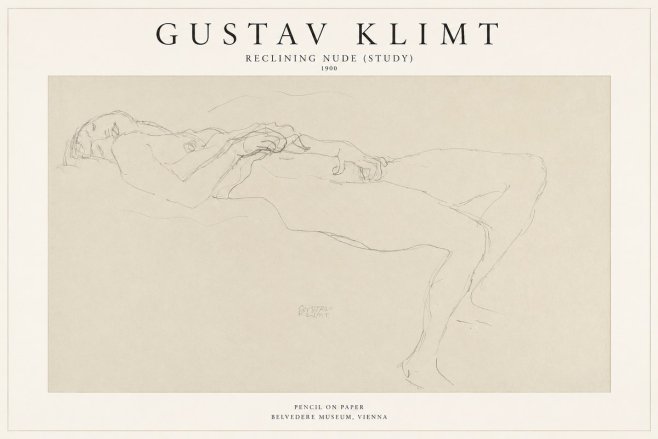 Klimt Reclining Nude (Study) No1 - Poster