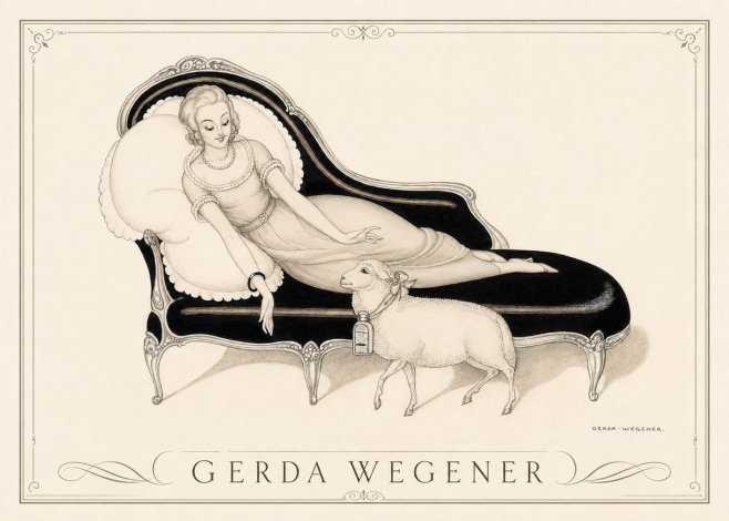 Gerda Wegener Lady with Lamb No3 - Poster