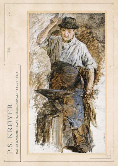P.S. Krøyer Master Blacksmith Hans Pedersen, Hornbaek · Study · 1873 No4 - Poster