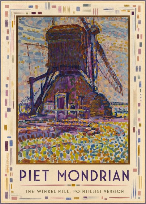 Piet Mondrian The Winkel Mill, Pointillist Version No1 - Poster