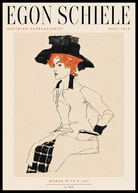 Schiele Woman with a Hat No5 - Poster