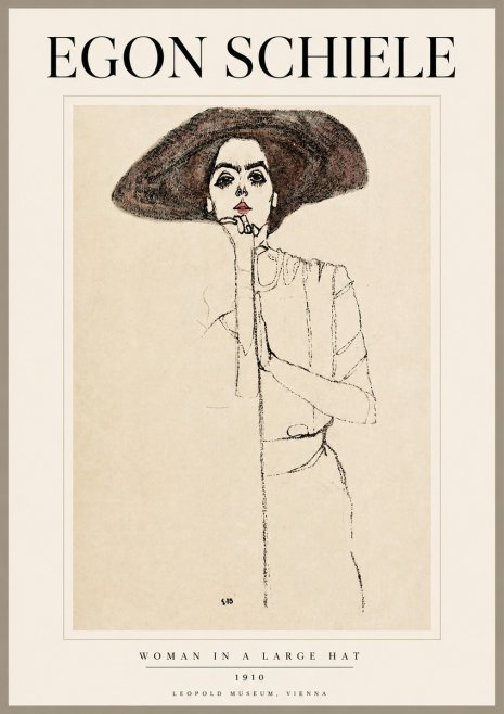Schiele Woman in a Large Hat No2 - Poster