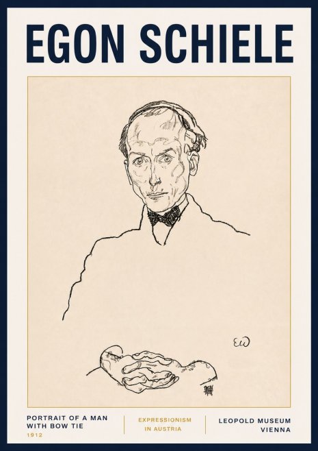 Schiele Portrait of a Man with Bow Tie, 1912 No5 - Poster