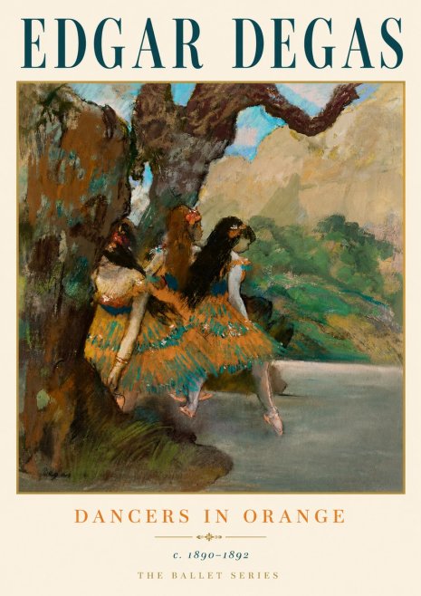 Edgar Degas Dancers in Orange No6 - Poster