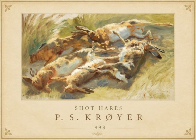 P.S. Krøyer Shot Hares No1 - Poster