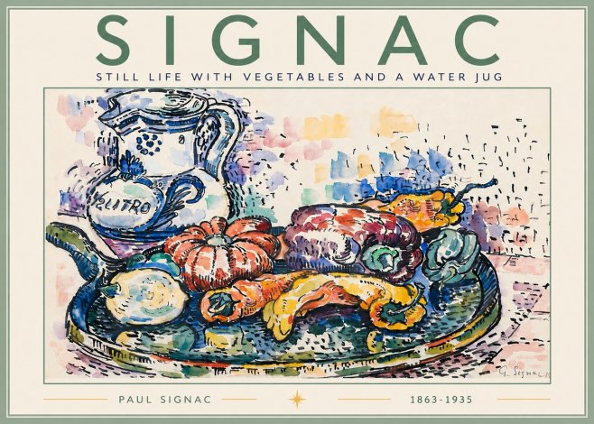 Signac Still Life with Vegetables and a Water Jug No6 - Poster