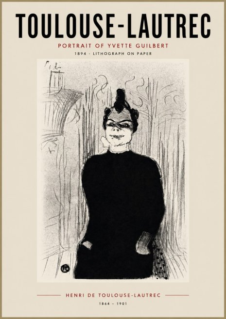Toulouse-Lautrec Portrait of Yvette Guilbert No4 - Poster