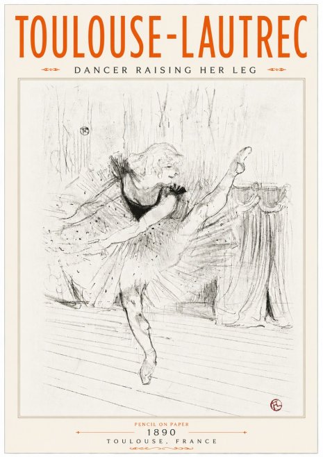 Toulouse-Lautrec Dancer Raising Her Leg No6 - Poster