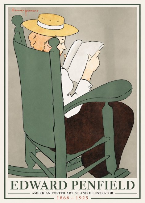 Edward Penfield Reading Woman in a Rocking Chair No2 - Poster
