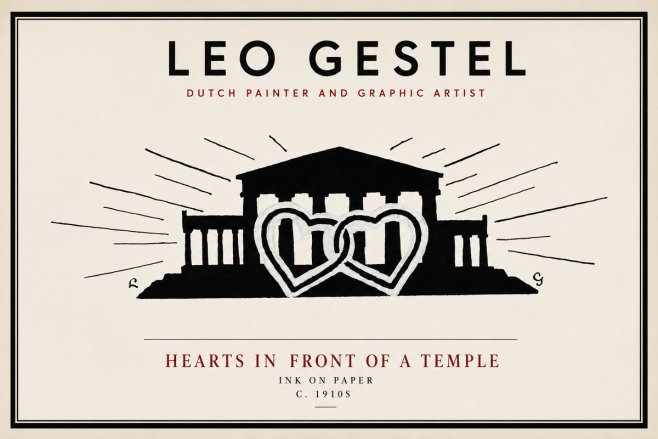 Leo Gestel Hearts in Front of a Temple No4 - Poster