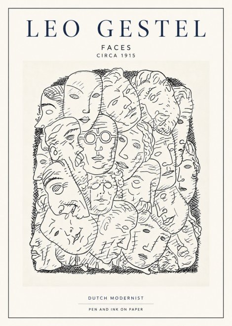 Leo Gestel Heads Ink Drawing No4 - Poster