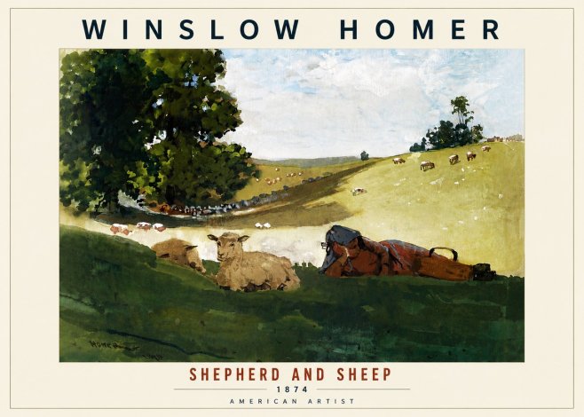 Winslow Homer Shepherd and Sheep No6 - Poster
