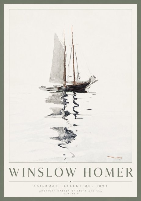Winslow Homer Sailboat Reflection, 1894 No3 - Poster