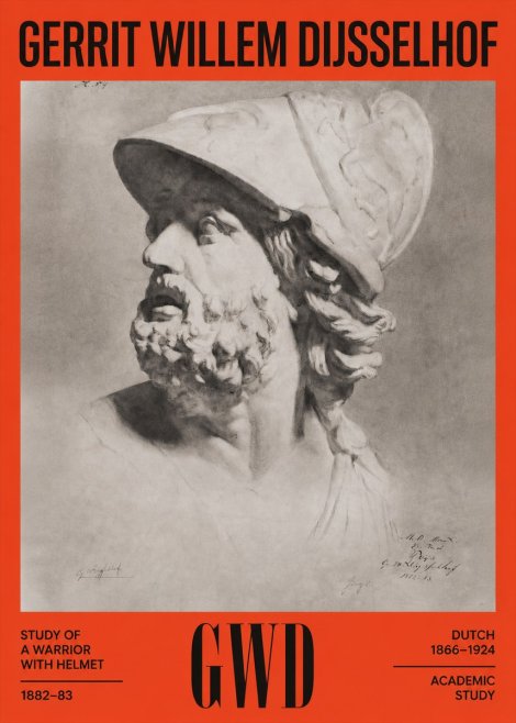 Gerrit Willem Dijsselhof Study of a Warrior with Helmet No2 - Poster