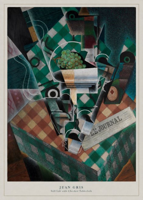 Juan Gris Still Life with Checked Tablecloth No6 - Poster