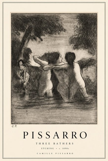 Pissarro Three Bathers No2 - Poster