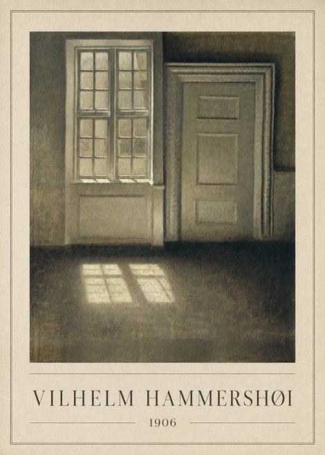 Vilhelm Hammershøi Interior. Sunlight on the Floor No1 - Poster