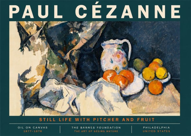Paul Cézanne Still Life with Pitcher and Fruit No4 - Poster