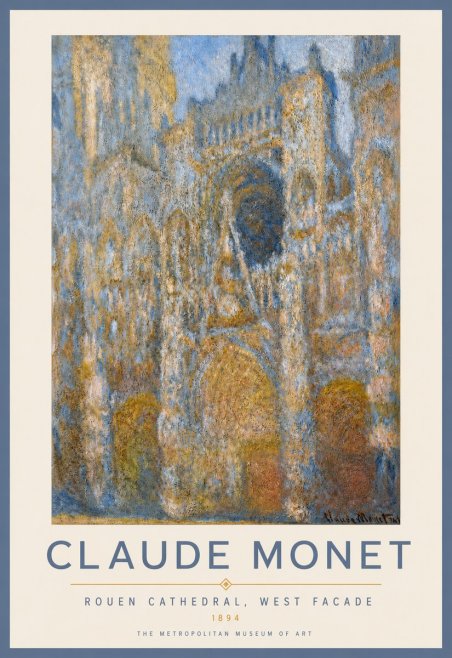 Monet Rouen Cathedral, West Facade No2 - Poster