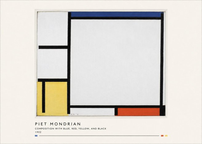 Piet Mondrian Composition with Blue, Red, Yellow, and Black No4 - Poster