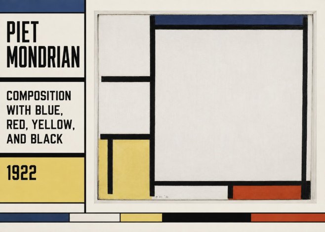 Piet Mondrian Composition with Blue, Red, Yellow, and Black No5 - Poster