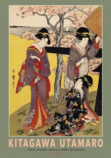 Kitagawa Utamaro Three Women Under Cherry Blossoms No4 - Poster