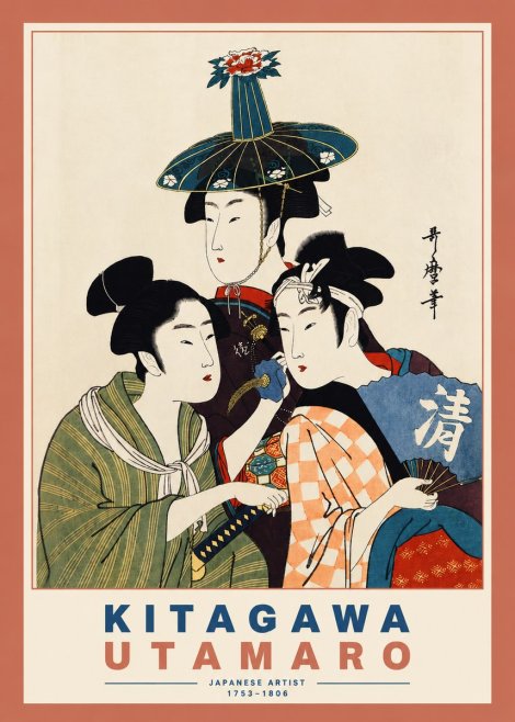 Kitagawa Utamaro Three Beauties No5 - Poster