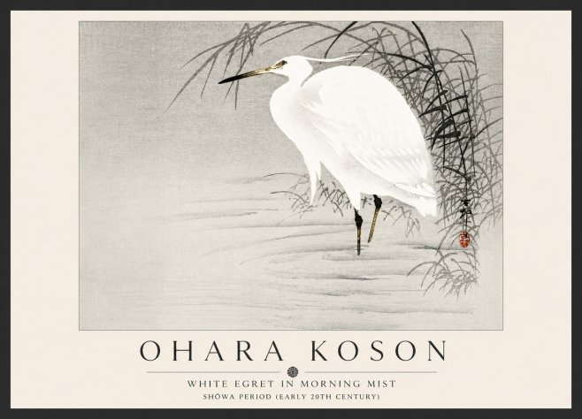 Ohara Koson White Egret in Morning Mist No5 - Poster