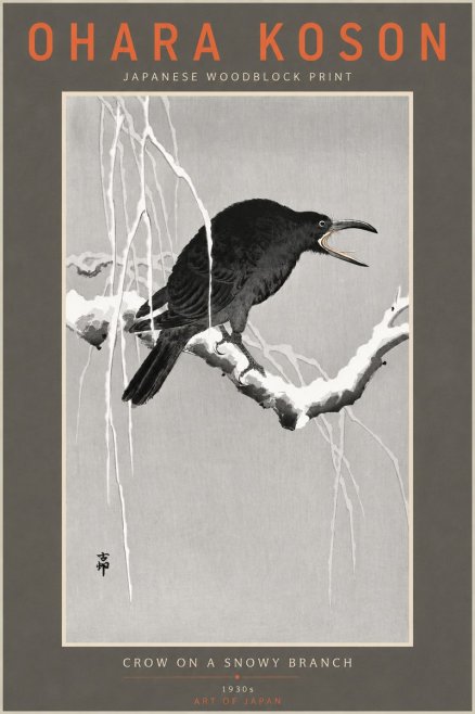 Ohara Koson Crow on a Snowy Branch II No4 - Poster