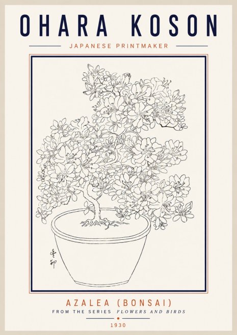 Ohara Koson Azalea (Bonsai) No3 - Poster