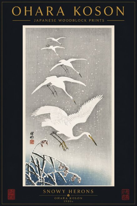 Ohara Koson Snowy Herons No6 - Poster
