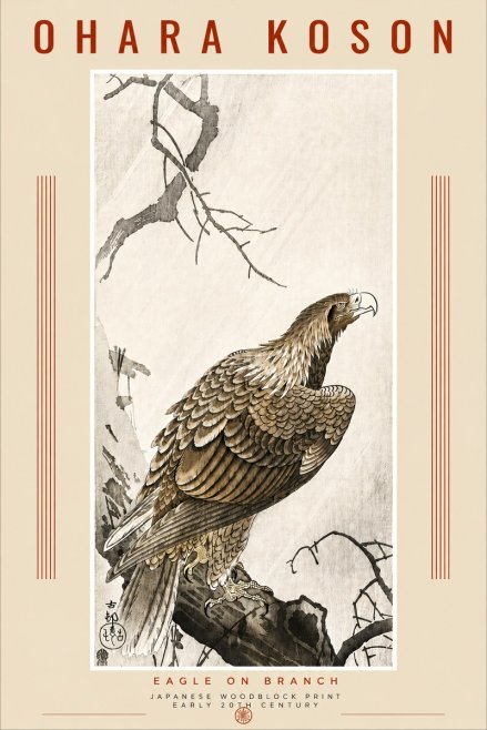 Ohara Koson Eagle on Branch No4 - Poster