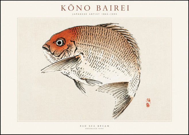 Kōno Bairei Red Sea Bream No1 - Poster