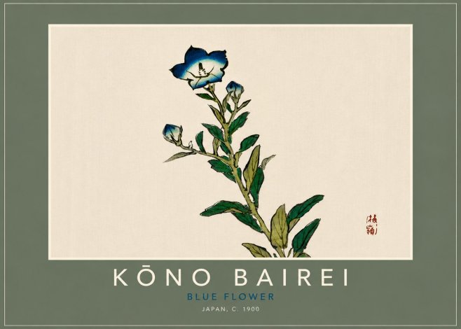 Kōno Bairei Blue Flower No5 - Poster