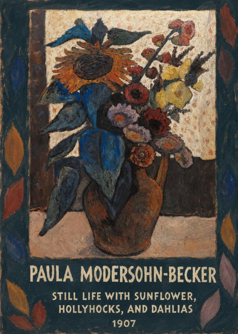 Paula Modersohn-Becker Still Life with Sunflower, Hollyhocks, and Dahlias No4 - Poster