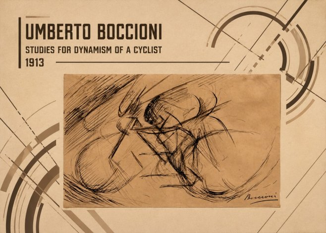 Umberto Boccioni Studies for Dynamism of a Cyclist No3 - Poster