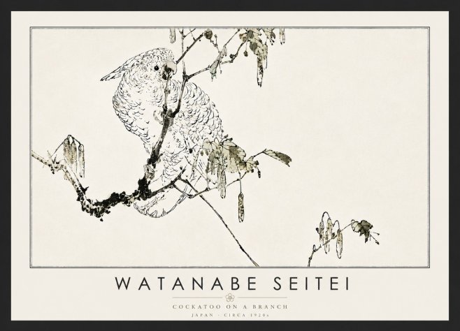 Watanabe Seitei Cockatoo on a Branch No6 - Poster